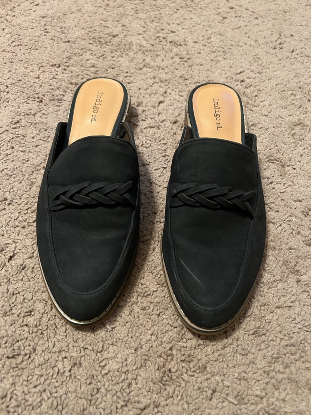 Indigo Rd. Black Braided Mule Loafers